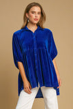 MQTIME  -  Umgee Button Down Tiered Back High Low Shirt