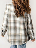 MQTIME  -  Plaid Snap Down Plush Hooded Jacket
