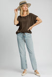 MQTIME  -  Umgee Drawstring Hem Round Neck Short Sleeve T-Shirt