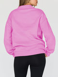 MQTIME  -  Mock Neck Drop Shoulder Long Sleeve Sweatshirt