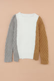 MQTIME  -  Color Block Textured Drop Shoulder Sweater