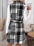 MQTIME  -   Perfee Tied Plaid Vest Coat