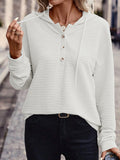 MQTIME  -  Drawstring Quarter Button Long Sleeve Hoodie