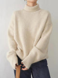 MQTIME  -  Turtleneck Dropped Shoulder Long Sleeve Sweater