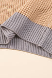 MQTIME  -  Color Block Round Neck Drop Shoulder Sweater