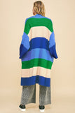 MQTIME  -   Color Block Kimono Sleeve Open Front Cardigan