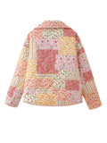 MQTIME  -  Printed Patchwork Open Front Cardigan with Pockets