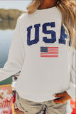 MQTIME  -  US Flag Corded Long Sleeve Sweatshirt