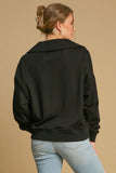 MQTIME  -  Umgee Johnny Collar Dropped Shoulder Sweatshirt