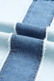 MQTIME  -   Raw Hem Color Block Denim Jacket