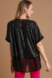 MQTIME  -   Sequin Half Sleeve Layered Blouse