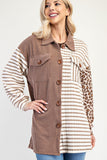 MQTIME  -  Celeste Full Size Leopard Contrast Button Up Shacket
