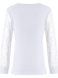 MQTIME  -  Full Size Lace Detail V-Neck Long Sleeve Blouse