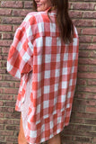 MQTIME  -  Plaid Collared Neck Long Sleeve Shirt Dress