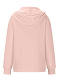 MQTIME  -  Drawstring Quarter Button Long Sleeve Hoodie