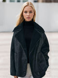 MQTIME  -   Collared Neck Long Sleeve Plush Jacket