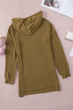 MQTIME  -  Drawstring Texture Long Sleeve Hoodie