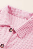 MQTIME  -   Waffle-Knit Collared Neck Long Sleeve Shirt