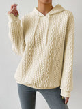 MQTIME  -  Drawstring Drop Shoulder Long Sleeve Hoodie