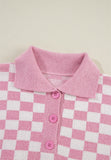 MQTIME  -  Checkered Collared Neck Long Sleeve Sweater