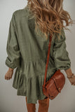 MQTIME  -  Tiered Collared Neck Balloon Sleeve Shirt Dress