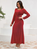 MQTIME  -   Round Neck Long Sleeve Dress