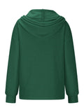 MQTIME  -  Drawstring Quarter Button Long Sleeve Hoodie