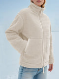 MQTIME  -   Turtleneck Zip Up Long Sleeve Plush Jacket