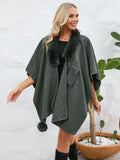 MQTIME  -  Fuzzy Trim Open Front Poncho