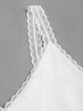 MQTIME  -  Lace Detail V-Neck Wide Strap Tank