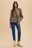 MQTIME  -  Annie Wear Tied Leopard Round Neck Peplum Blouse