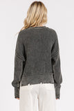 MQTIME  -   Mittoshop Distressed Hem Round Neck Dropped Shoulder Sweater