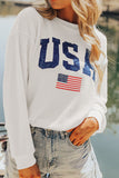 MQTIME  -  US Flag Corded Long Sleeve Sweatshirt