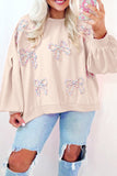 MQTIME  -  Bow Round Neck Long Sleeve Sweatshirt