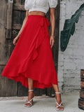 MQTIME  -  Tied Ruffled Midi Skirt