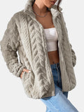 MQTIME  -  Fuzzy Zip Up Long Sleeve Jacket