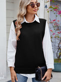 MQTIME  -  Buttoned Round Neck Sweater Vest