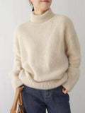 MQTIME  -  Turtleneck Dropped Shoulder Long Sleeve Sweater