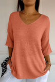 MQTIME  -  V-Neck Three-Quarter Sleeve Knit Top