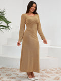 MQTIME  -   Round Neck Long Sleeve Dress