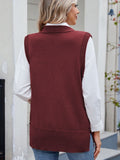 MQTIME  -  Buttoned Round Neck Sweater Vest