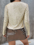 MQTIME  -  Full Size Sequin Open Front Cropped Jacket