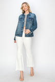 MQTIME  -  Full Size Distressed Button Up Jacket