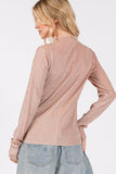 MQTIME  -  SAGE + FIG Glitter Mock Neck Lettuce Hem Long Sleeve Top