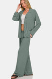 MQTIME  -  Button Down Long Sleeve Top and Pants Lounge Set