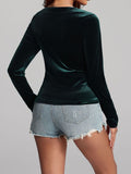 MQTIME  -  Ruched Surplice Long Sleeve Top
