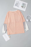 MQTIME  -  Exposed Seam Color Block Round Neck Top