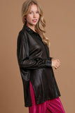 MQTIME  -  Umgee Side Slit Button Up Long Sleeve Shirt