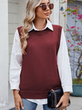 MQTIME  -  Buttoned Round Neck Sweater Vest