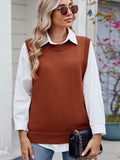 MQTIME  -  Buttoned Round Neck Sweater Vest